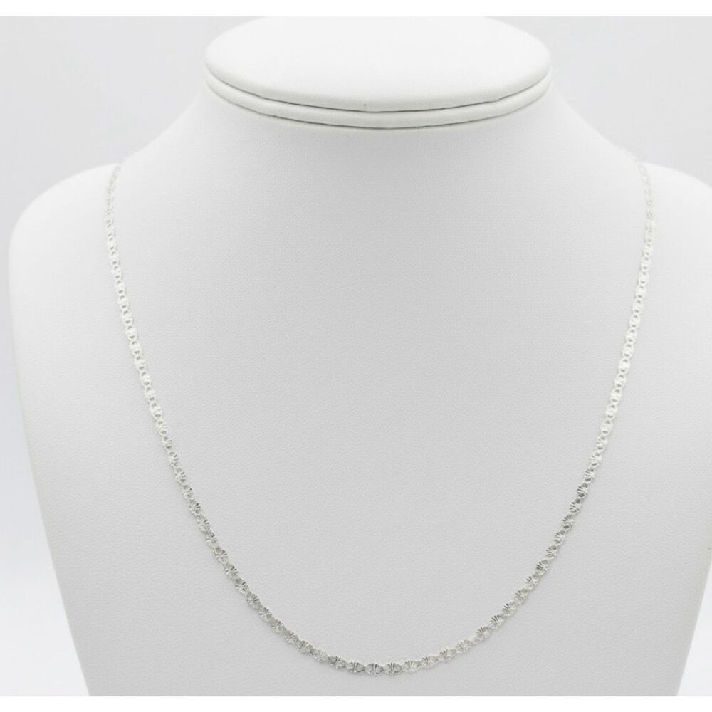 Dainty 2.2 mm Starburst Valentino Link Chain Unisex Italian Sterling Silver 20”